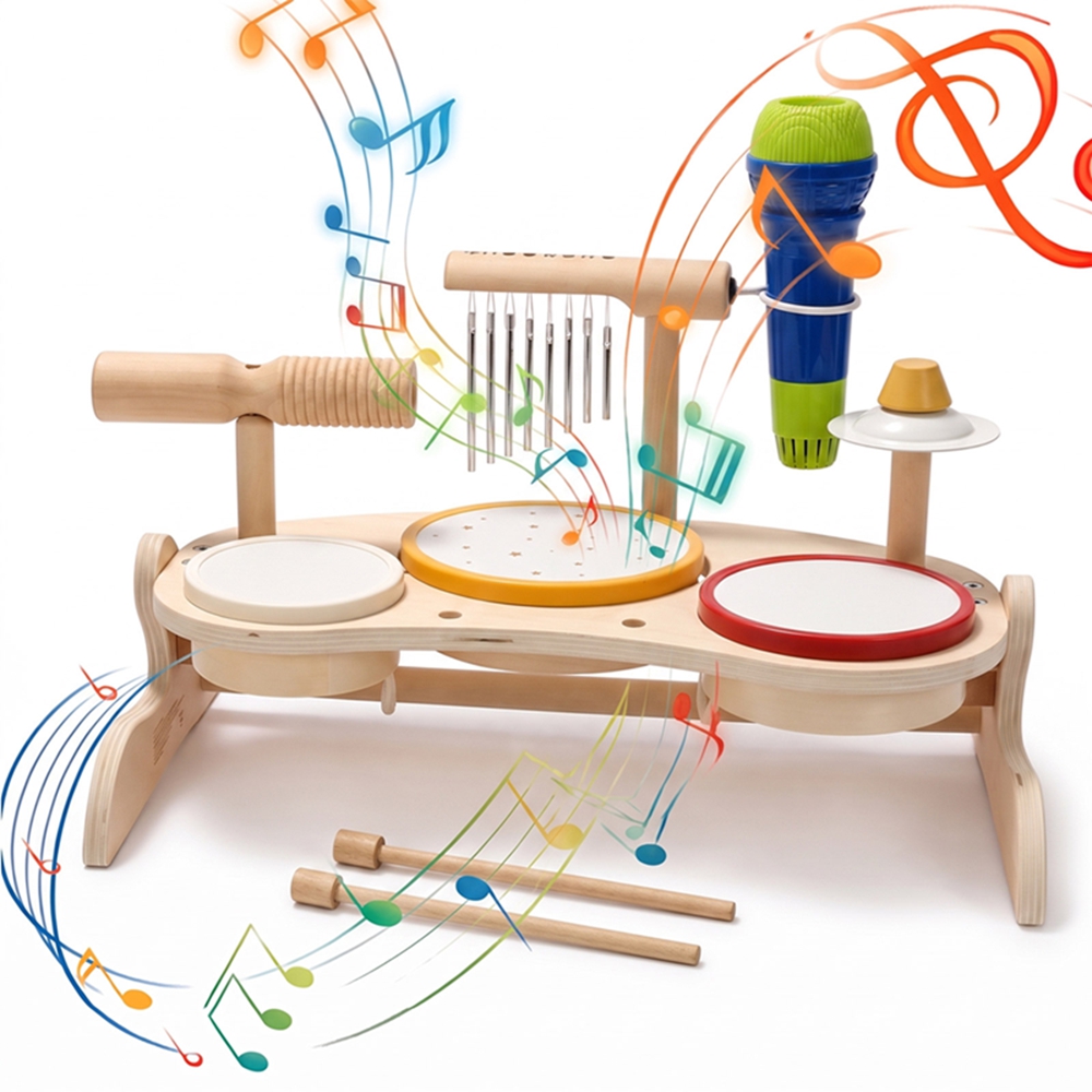 Kids Toys Xylophone - Set di Tamburi in Legno per